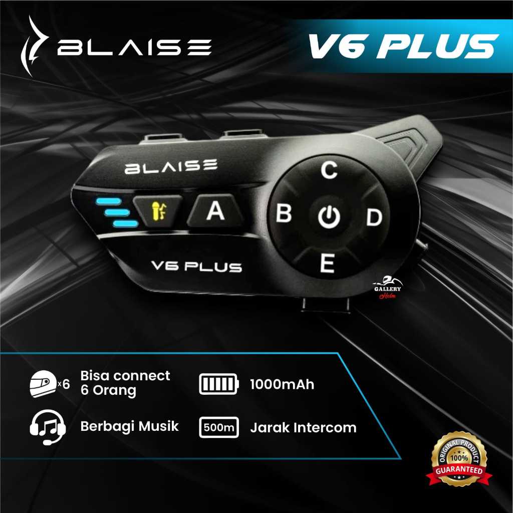 BLAISE V6 Plus Interkom  Helm 6 Riders Musik Sharing Waterproof Audio Electronic Motorcycle