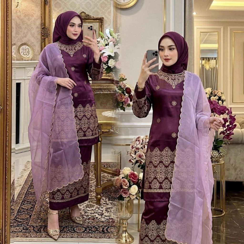 SET SELENDANG ALMEERA BAHAN YOKOHAMA SILK SIZE M- XXL DAN PINGGANG KARET