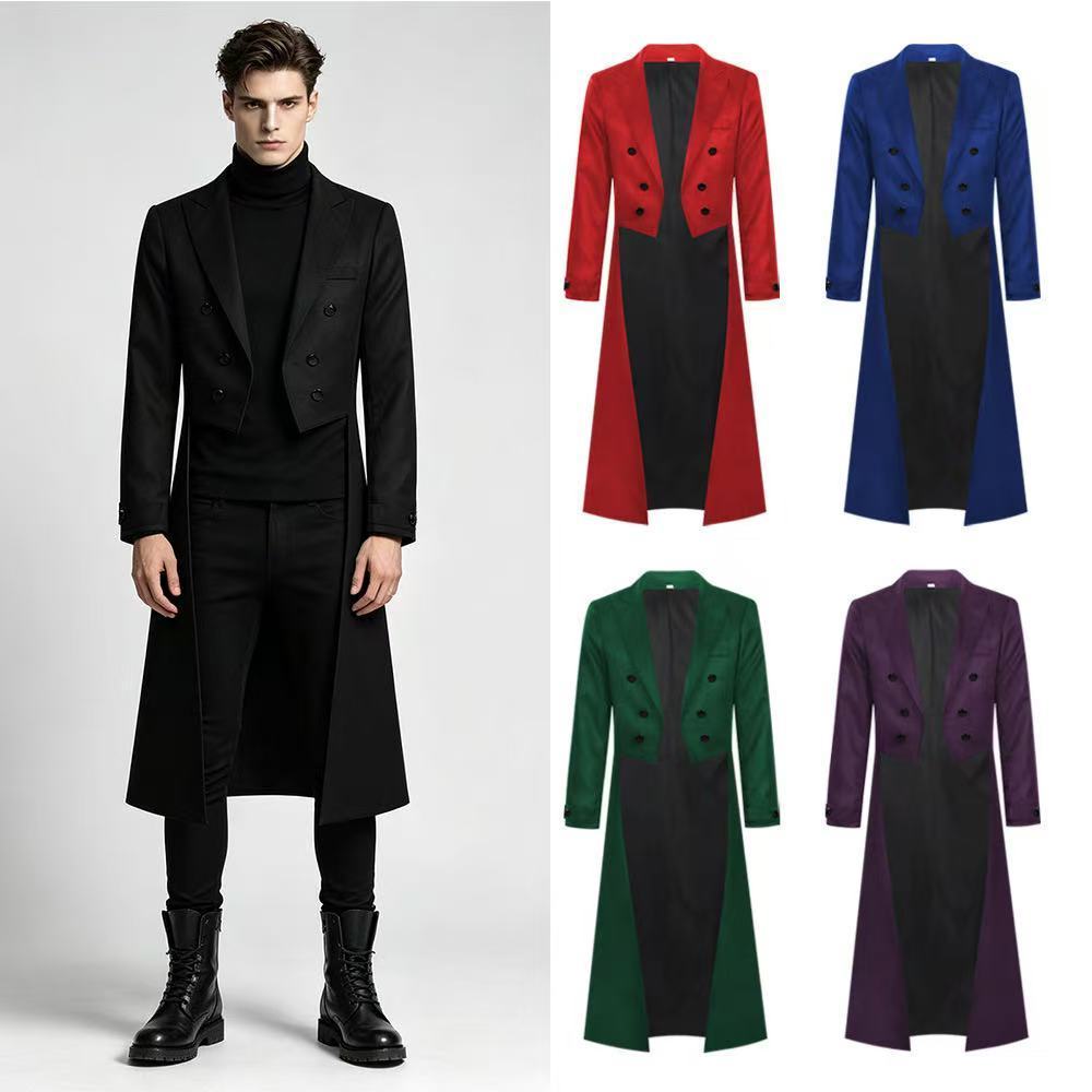 Halloween men's Gothic style steampunk style Victorian tailcoat long windbreaker