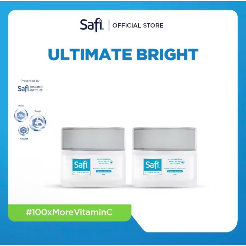 Safi Ultimate Bright - Paket Krim Wajah Day Cream SPF 15 PA++ dan Night Cream 25gr