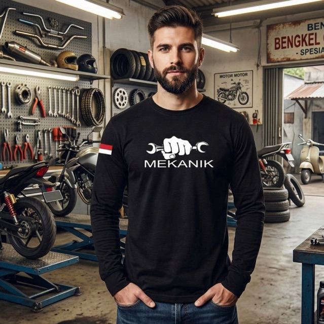 BISA COD / BAYAR DI TEMPAT / KAOS MEKANIK / LENGAN PENDEK / LENGAN PANJANG / KAOS TULISAN / KAOS KAT