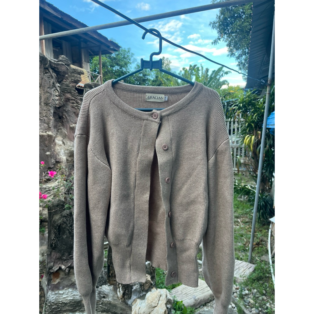 [preloved] gracias label casea knit nude brown