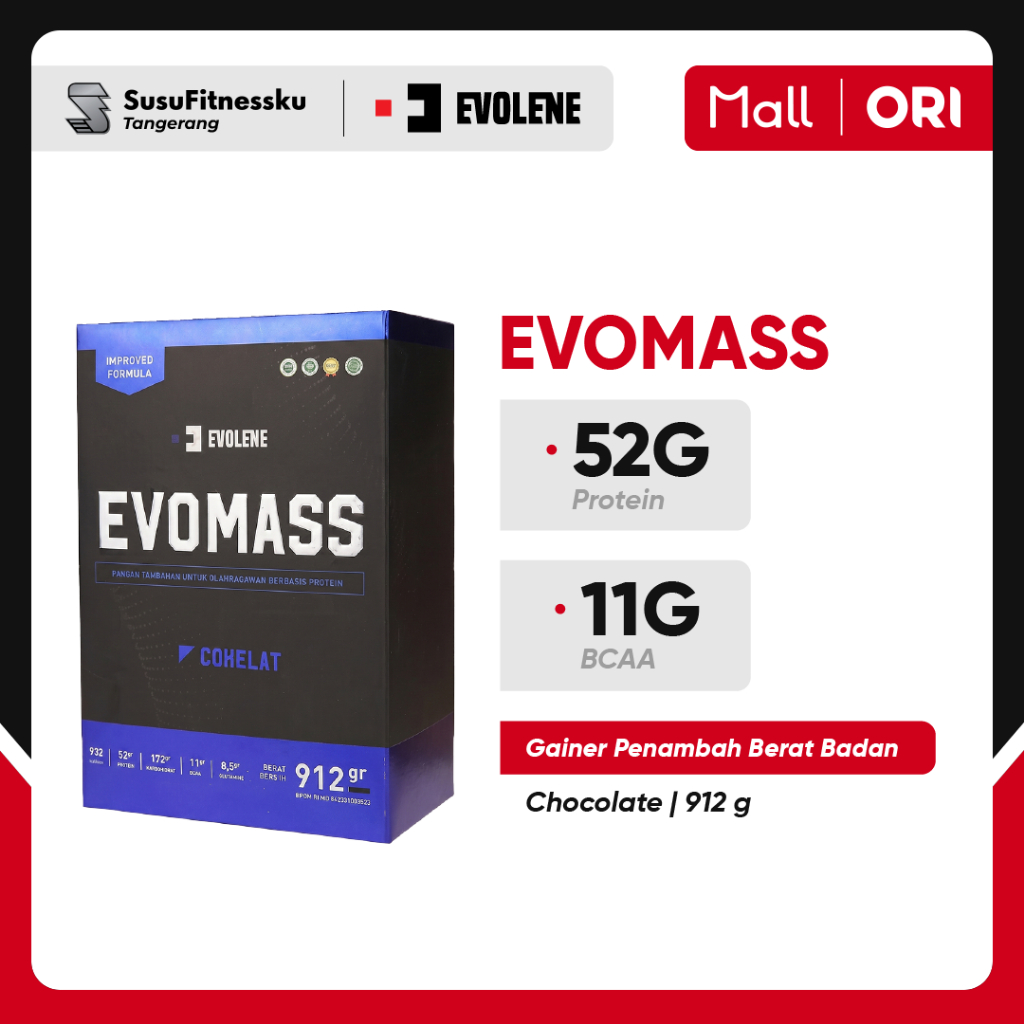 EVOLENE EVOMASS - Gainer Penambah Berat Badan 2Lb/912 Gram