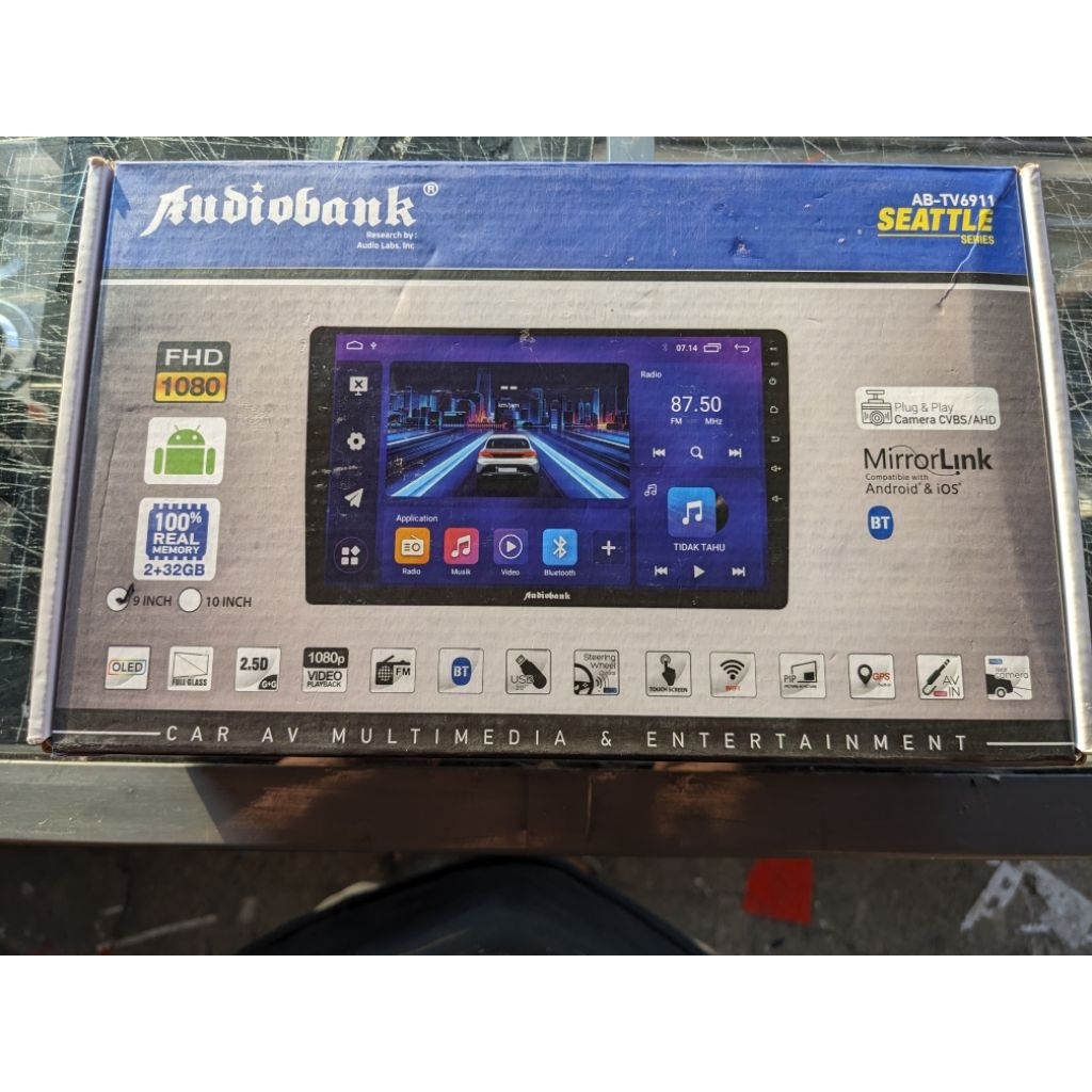 HeadUnit Android AudioBank SEATTLE Series  "9" INCH Layar OLED 2 GB / 32 GB  100% CarPlay Android Au