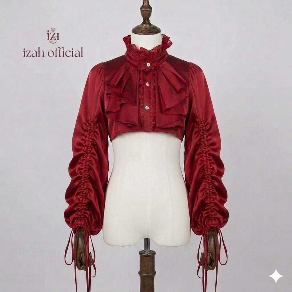 Izah Kemeja wanita lengan panjang kerut gothic croptop  silk