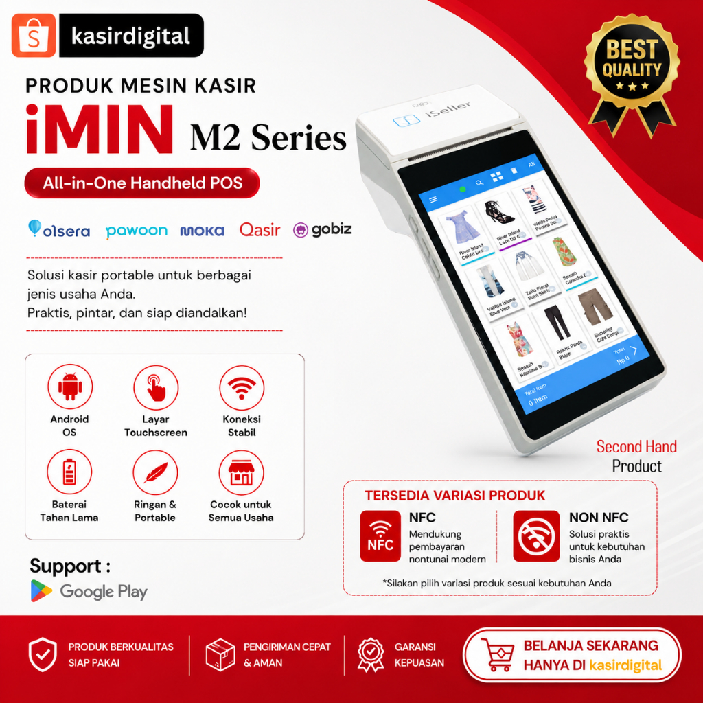 Mesin Kasir Android Imin M2 Warna Putih Second Normal