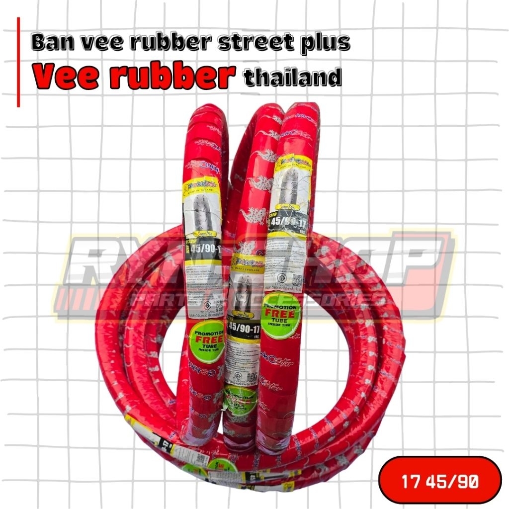 Ban Balap Drag Vee Rubber Gekko Street Plus Ring 17 45/90 Soft Compound Original Thailand