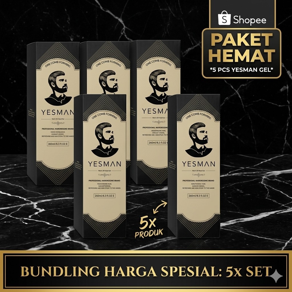 [5 PCS] YESMAN Hair Styling Gel Pria 260ml Strong Hold Gel Rambut Barbershop Water Based