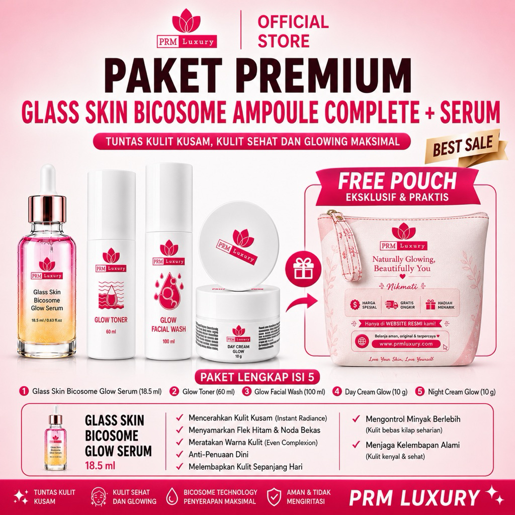 PAKET GLASS SKIN PRM LUXURY- Best Seller Glowing Maksimal / Paket Cream Wajah Cerah Merata / Skincar