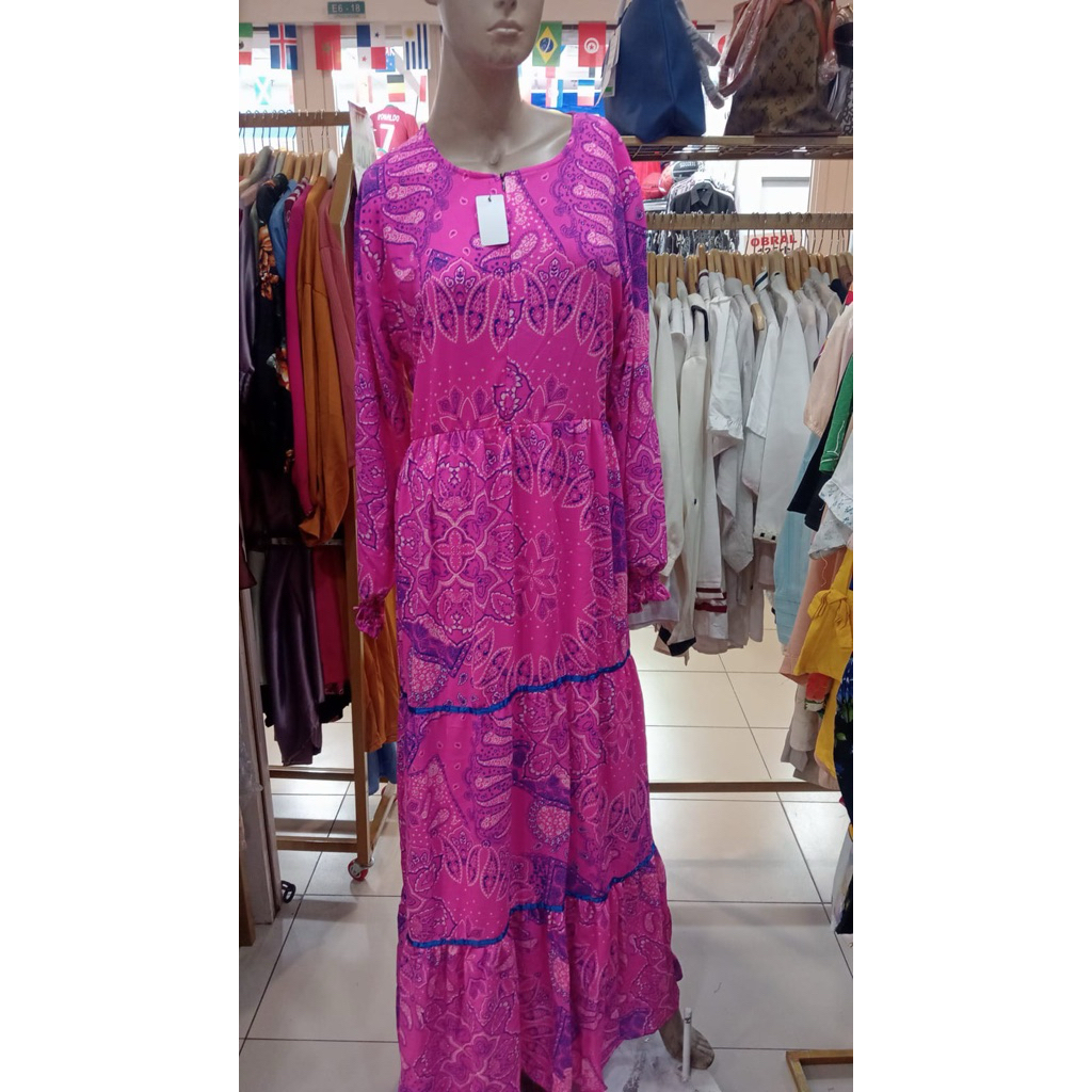 Gamis Wanita Pink Fanta motif bunga