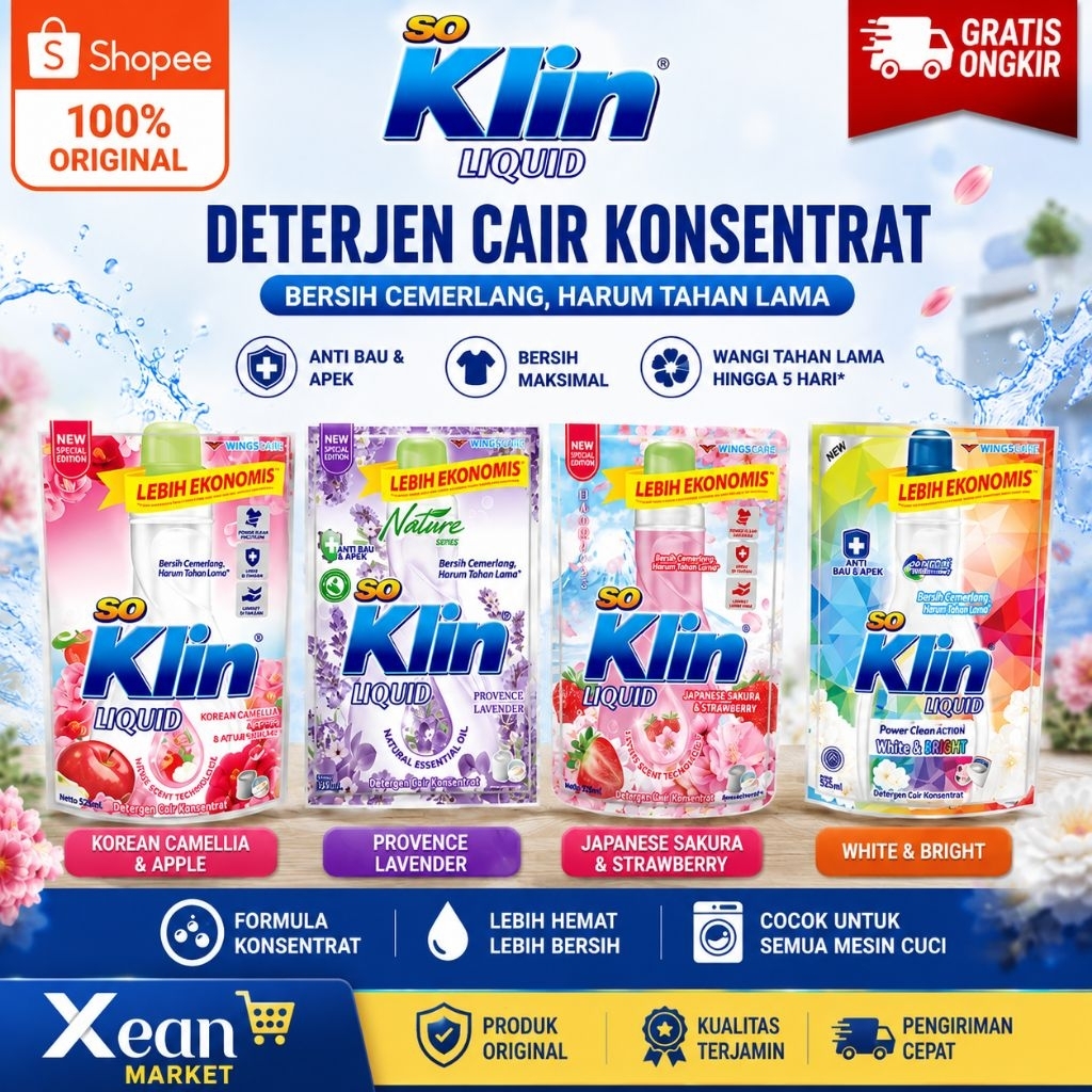 so klin liquid, detergen cair, detergen cair 525ml, so klin original, sabun cuci pakaian, detergen w