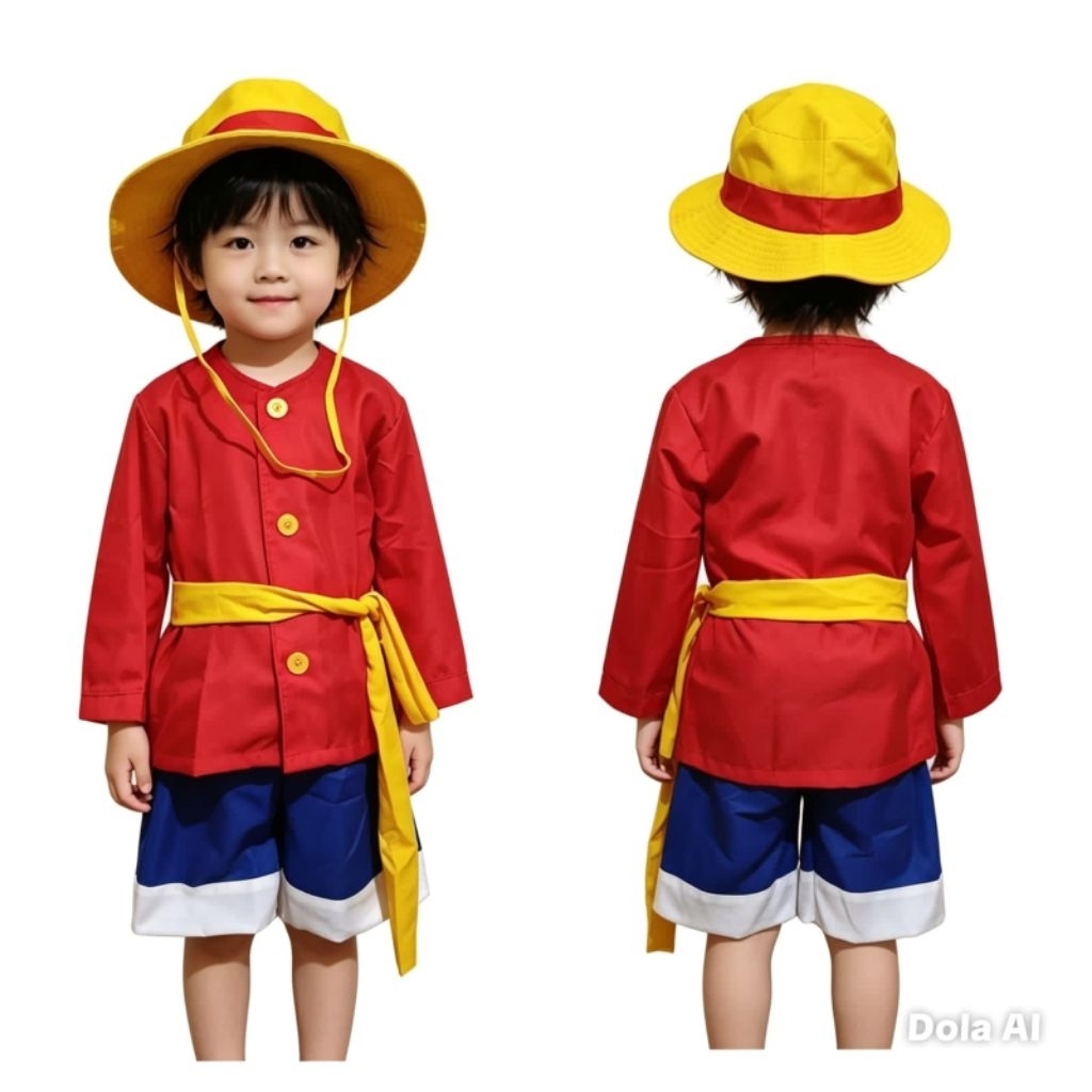 Kostum Luffy One Piece Anak Tangan Panjang