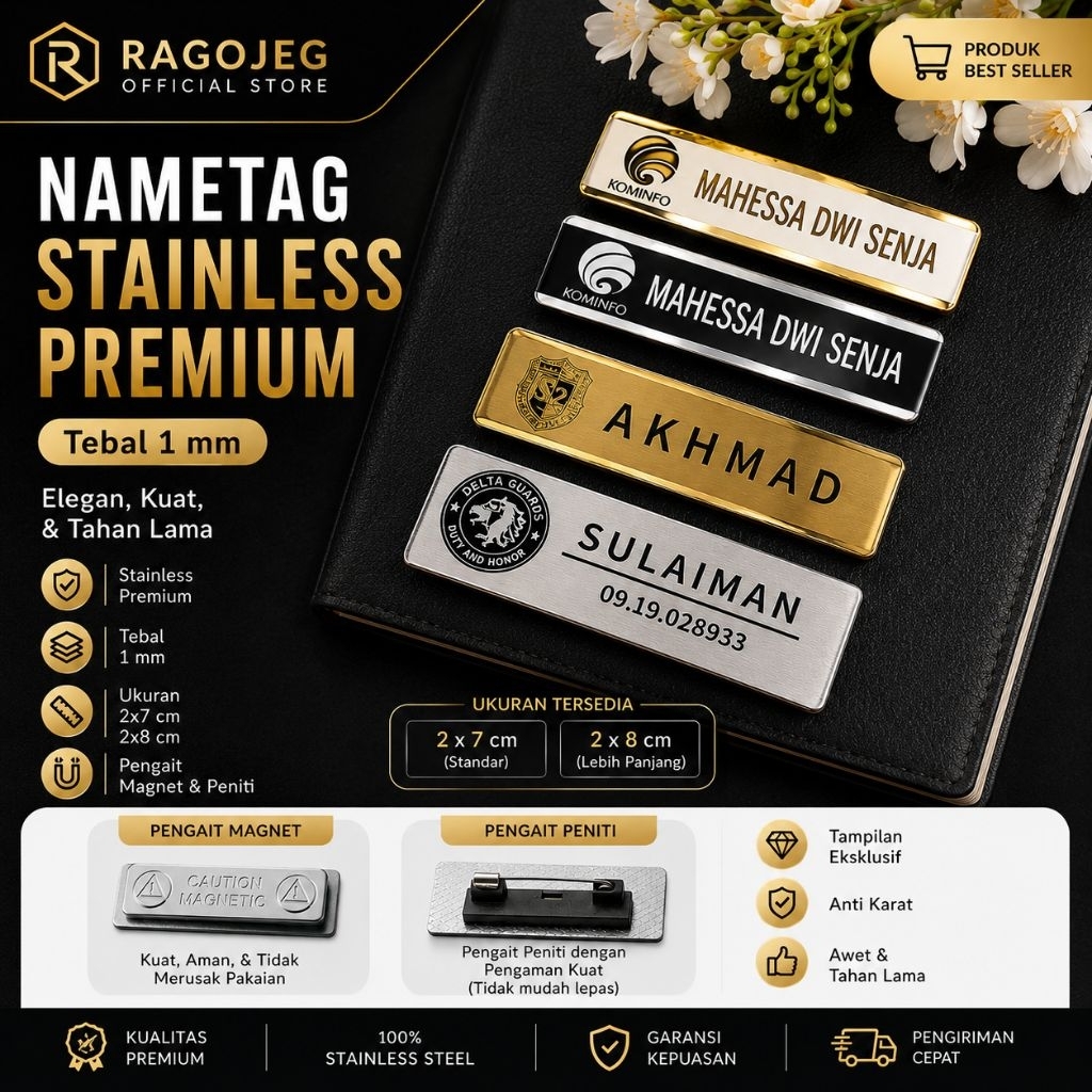 PAPAN NAMA STAINLESS /NAMETAG/NAMA DADA