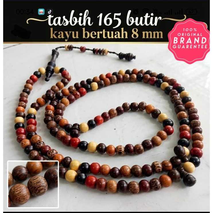 tasbih 165 butir kombinasi 11 kayu bertuah tasbih suryalaya abah anom - galih asem, kemuning gading,