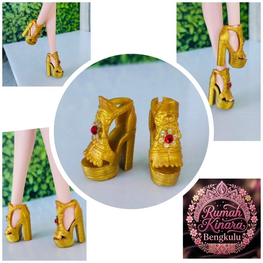 Sepatu Gold Barbie Collector Original Mattel