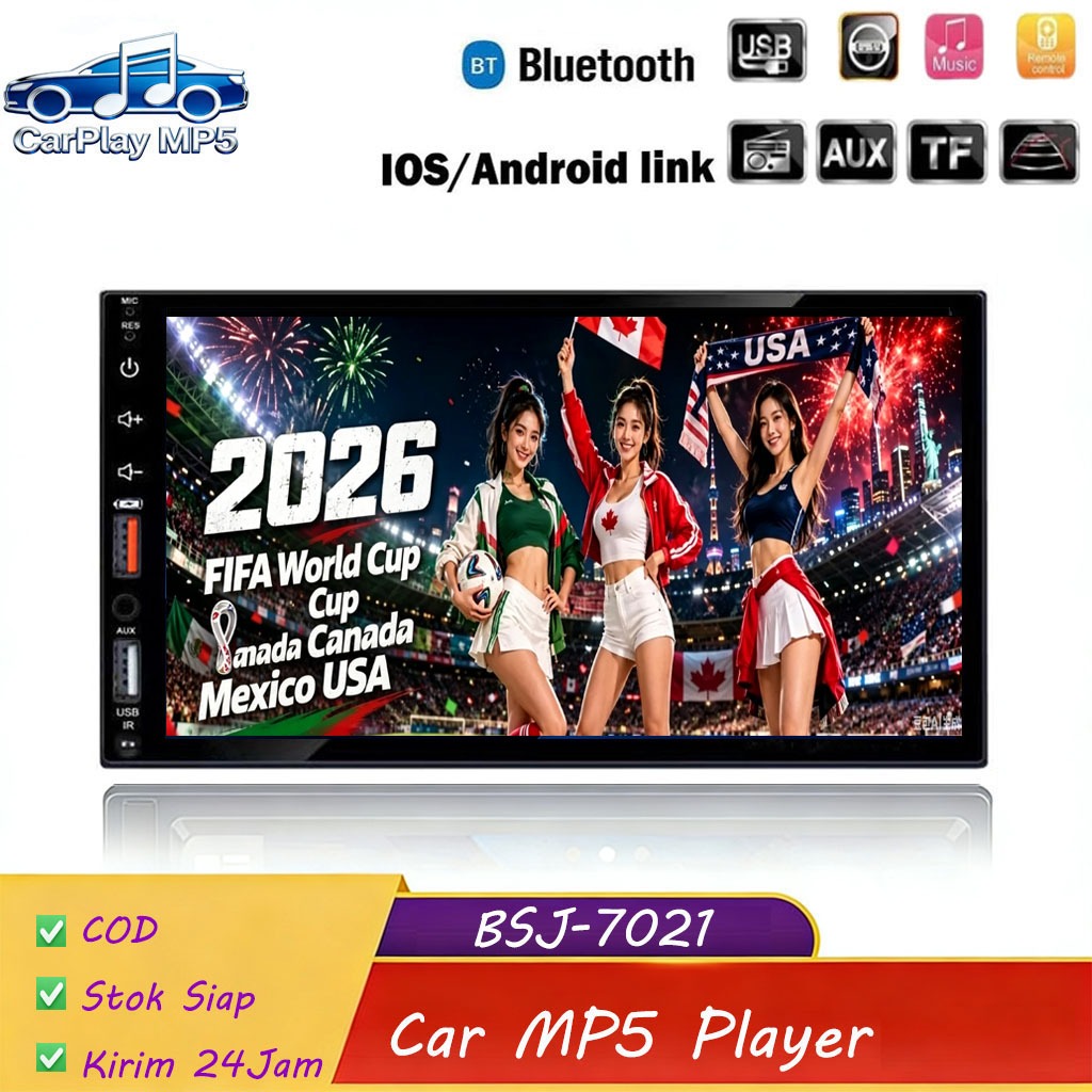 7021 7 Inch Touch Screen Car MP5 Player Bluetooth FM Radio USB TF Card Car Stereo Audio Multimedia P