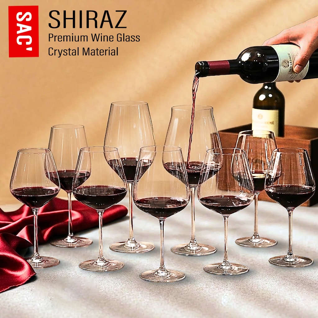 Gelas Wine Kaca Kristal Red Wine Stem Glass Wine Gelas Anggur Crystal Glass Gelas Koktail Shiraz
