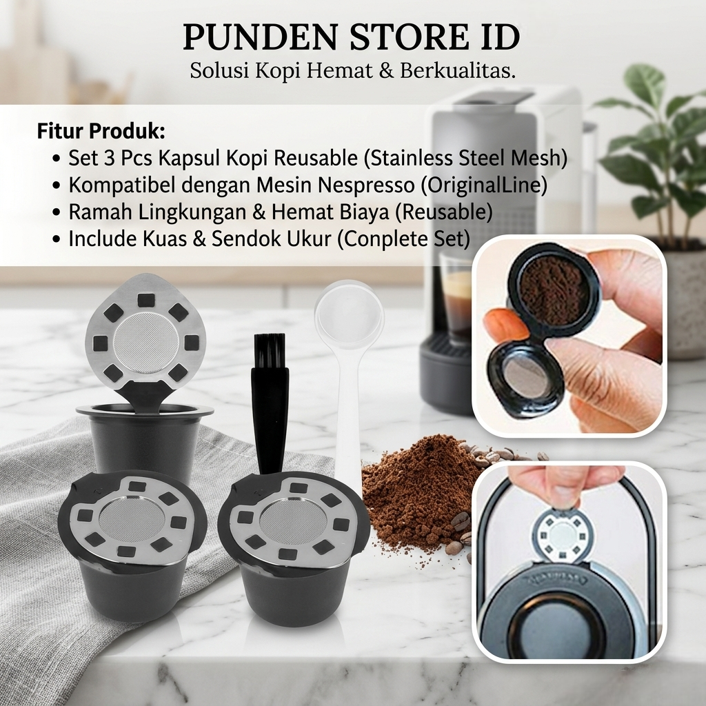 Kapsul Kopi Isi Ulang Stainless Set Kapsul Kopi Untuk Mesin Kopi