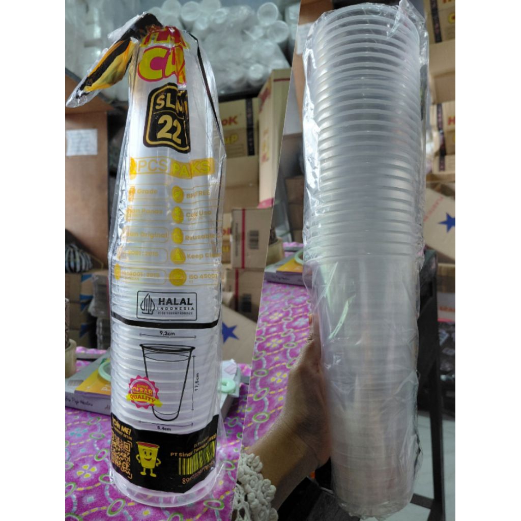 ECER/GROSIR MURAH | CUP HOK SLIM ISI 25 PCS UK 22oz | Cup gelas plastik uk 22oz