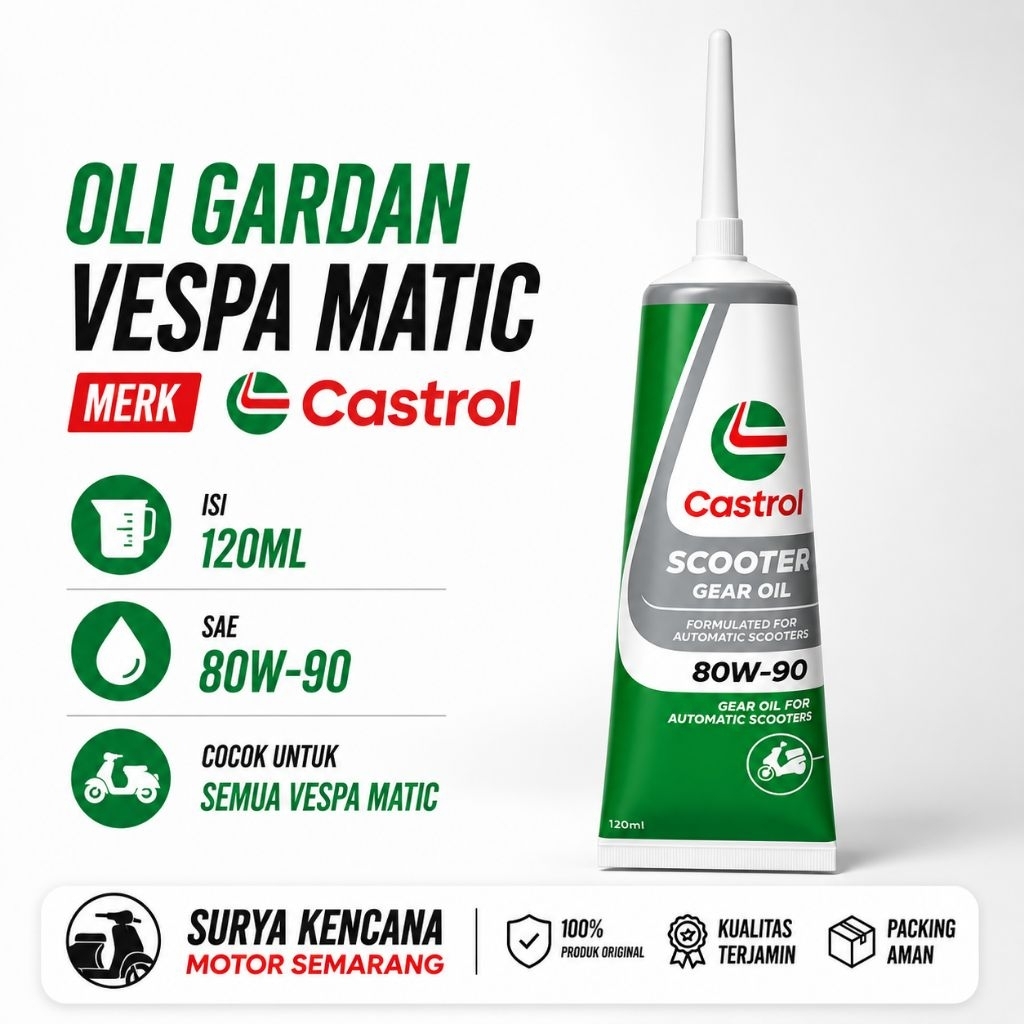 Oli Gardan gear Hub Castrol 120ml SAE 80W90 Vespa Matic Modern LX LXV S Sprint Primavera GTS Notte 9