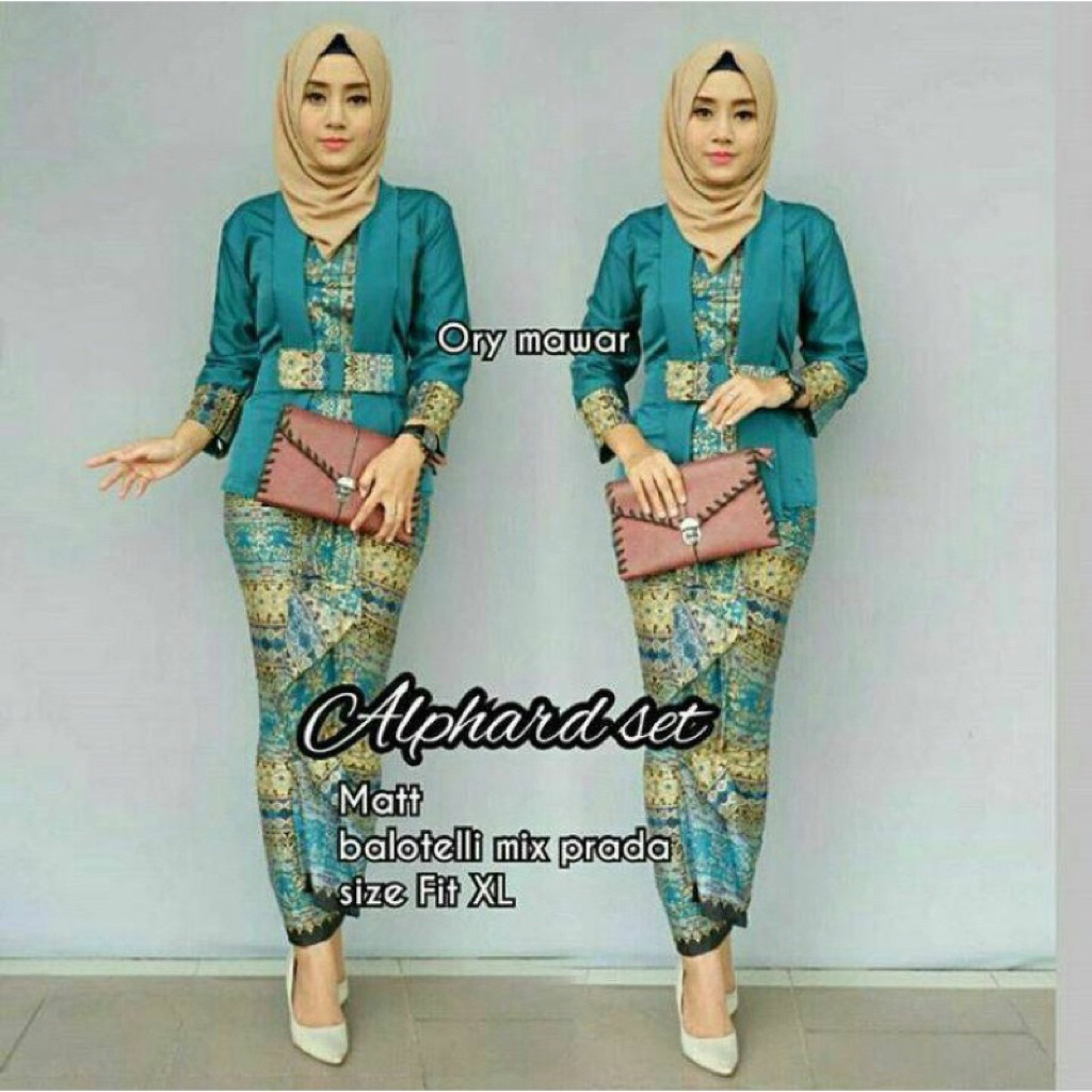 Prelove Kebaya Kutu Baru Satu Set Warna Tosca (Rok Span)