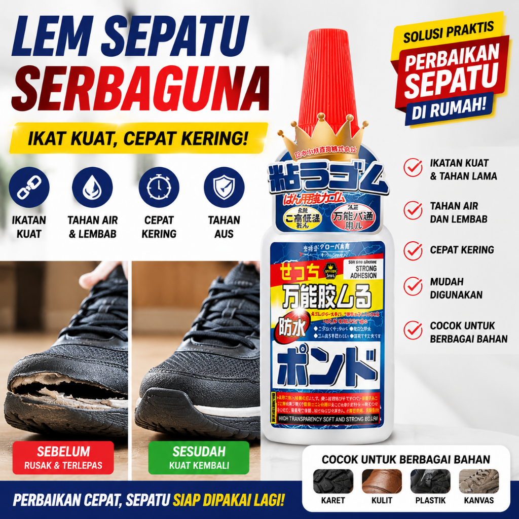 Lem Sol Sepatu Super Adhesive Tahan Air, Original Jepang – Lem Sepatu Bola, Sendal, Running Shoes, K