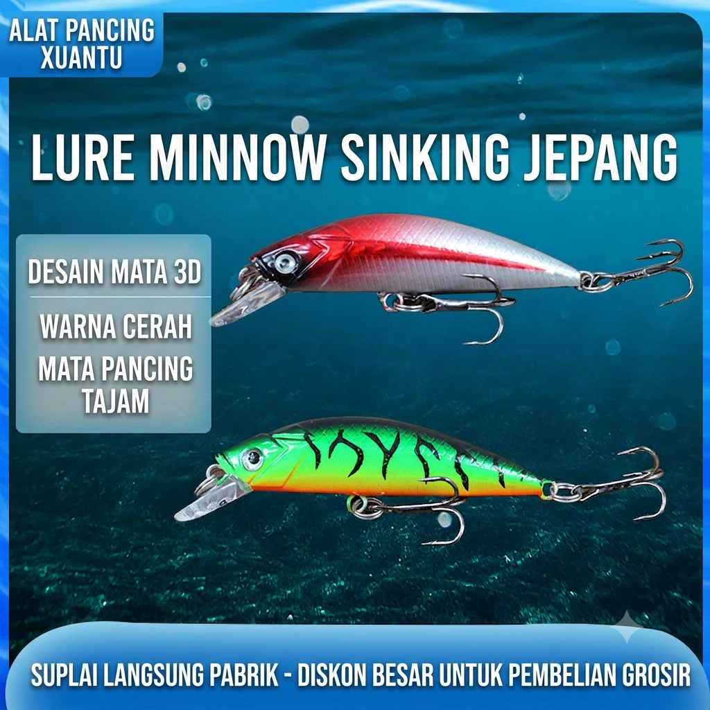 Japanese Minnow Lure Sinking 6G Umpan Pancing Ultralight Casting Killer