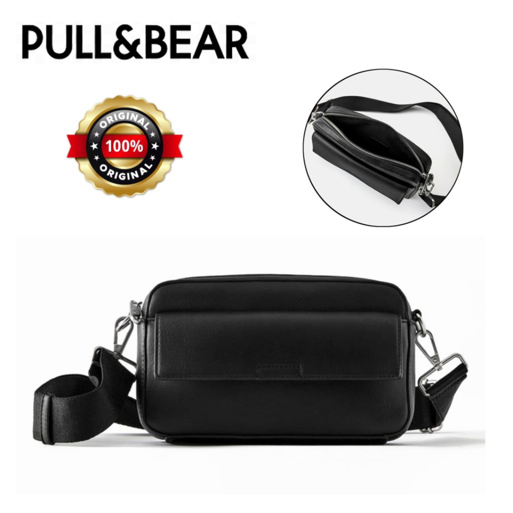 Tas Pull & Bear Pria Sling Bag Original - Black