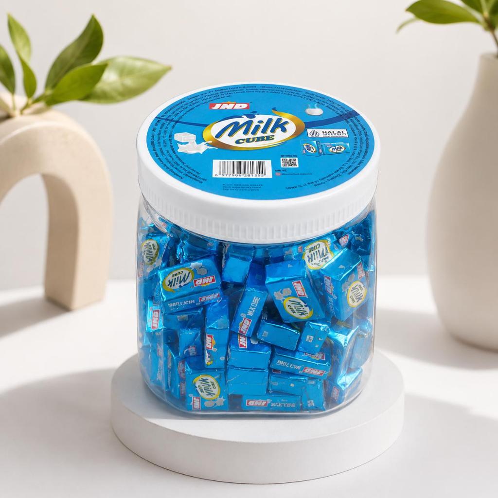 JND Milk Cube Permen Susu 1 toples isi 120 pcs