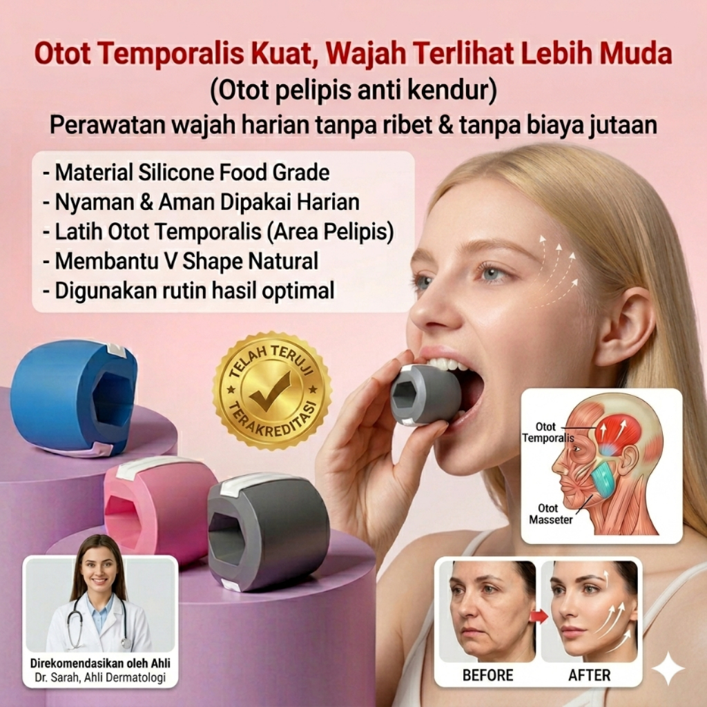 Alat Pelatih Otot Pelipis Temporalis Bahan Silikon Food Grade Aman | Alat Pelatih Rahang Senam Wajah