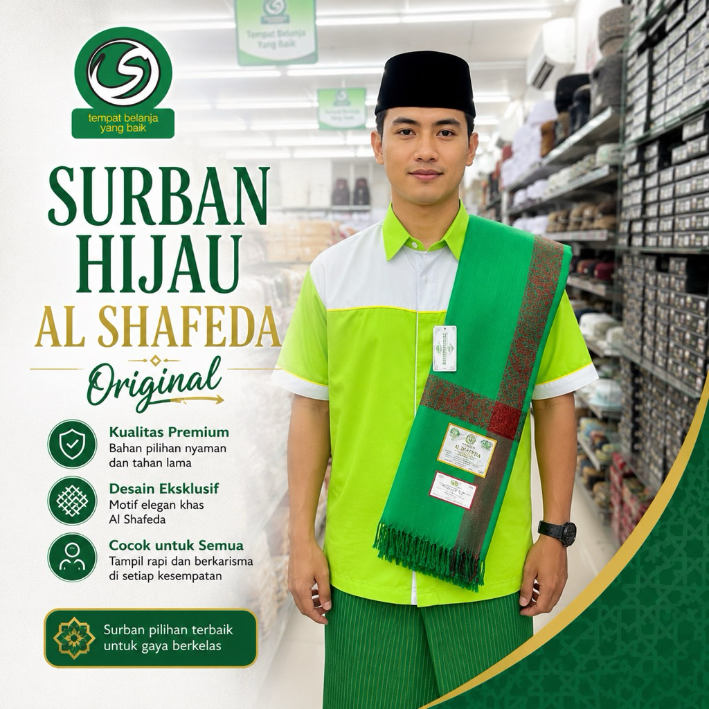 Surban Kashmiri Al Shafeda Original / Surban Hijau