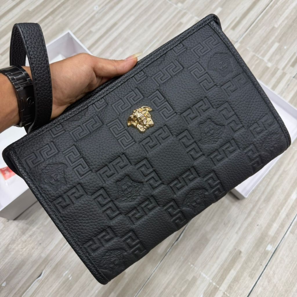 Clutch bag leather Versace handbag tas tangan kulit pria
