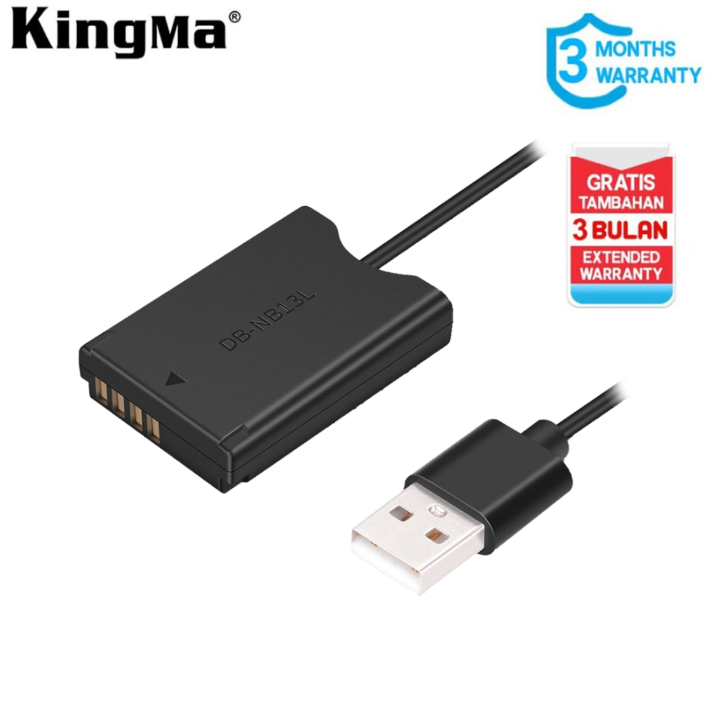 KINGMA USB-A Dummy Battery for Canon NB-13L Power Adapter