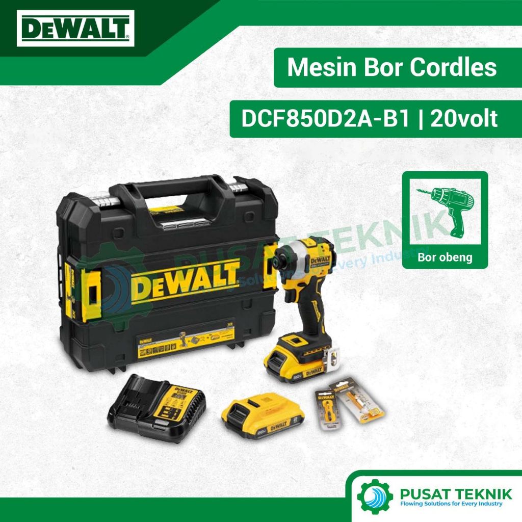 DEWALT DCF850D2A-B1 Mesin Bor Obeng Baterai Cordless Brushless Impact Driver 20V