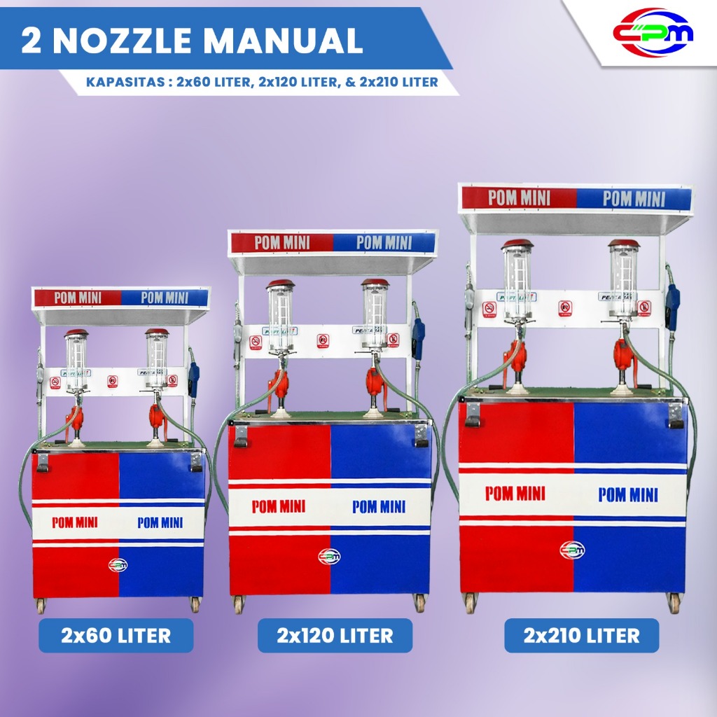 Pom Mini - Pertamini Manual 2 Nozzle Kapasitas 2x60/2x110/2x210 Liter