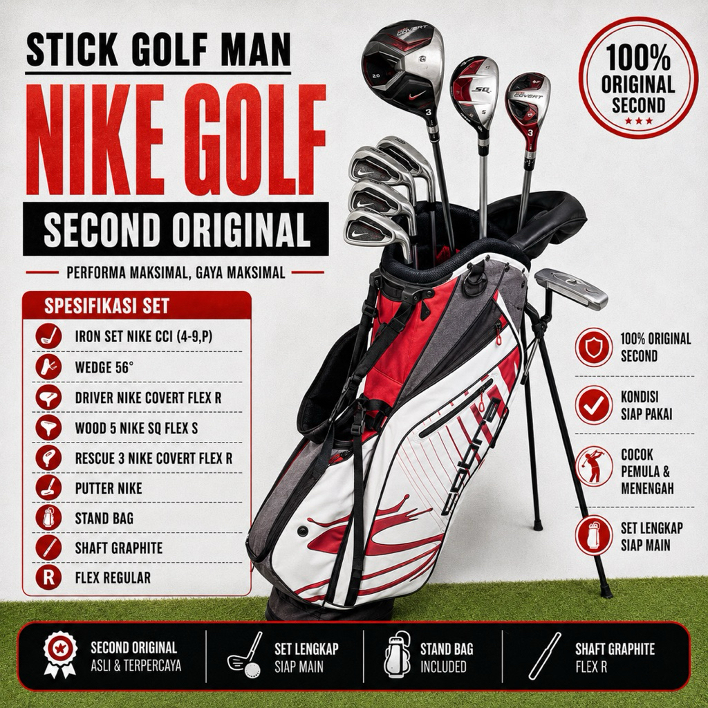 Paket Stick Golf Man Nike Golf Set Shaft Graphite Bekas Original Fullset Bag Golf
