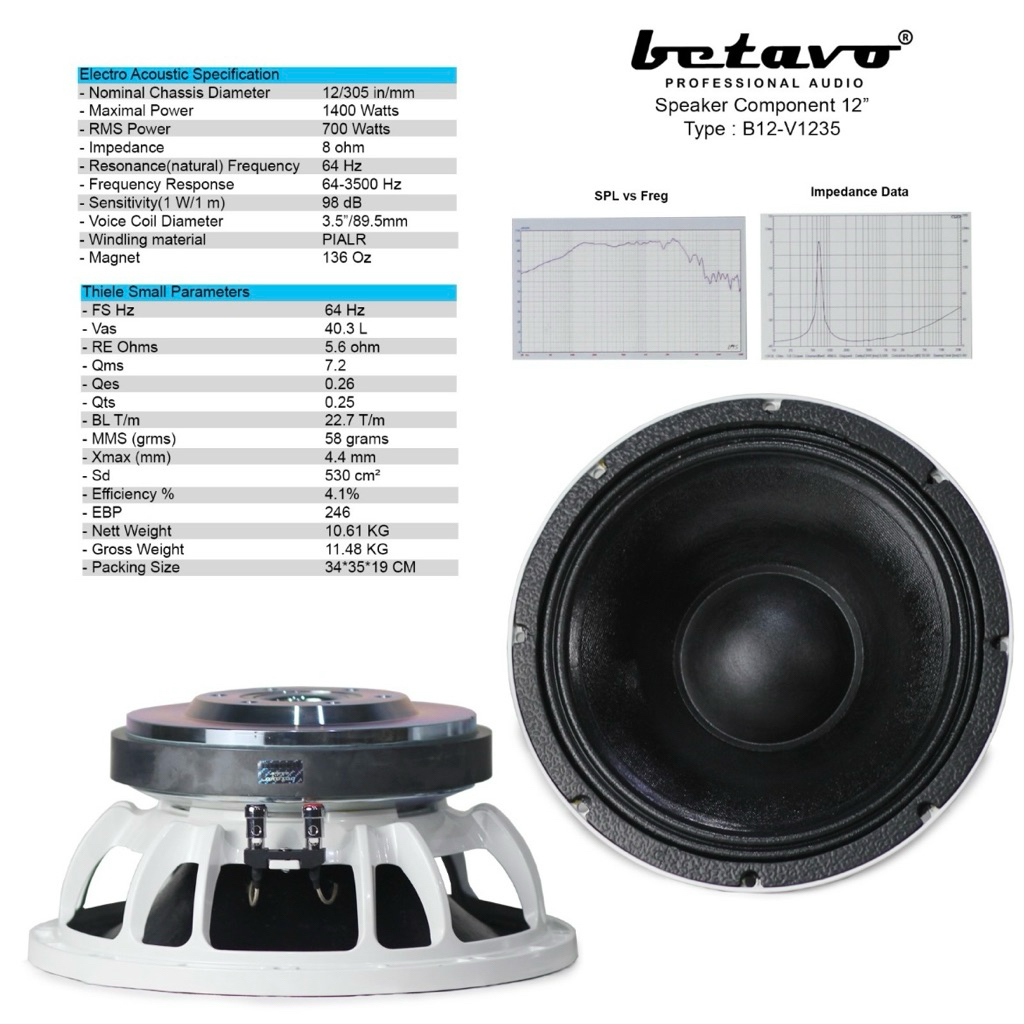 speaker komponen betavo b12 v1235 original 12 inch BETAVO B12V1235