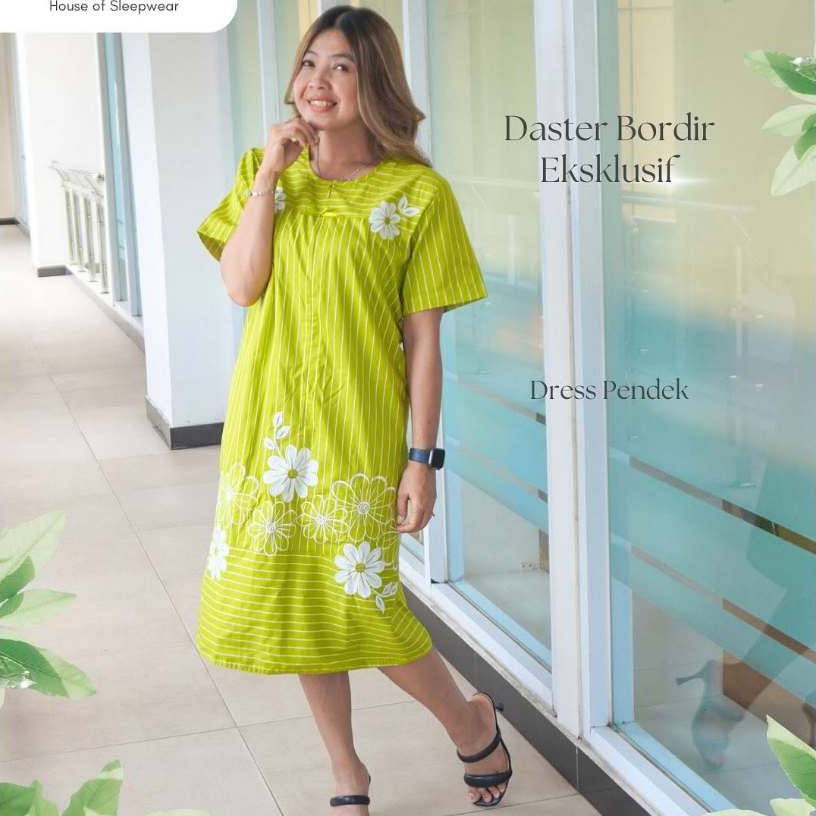 Daster Bordir Motif Bunga Khas Malang Katun Jepang Premium | Daster Tidur Wanita Dress Busui |