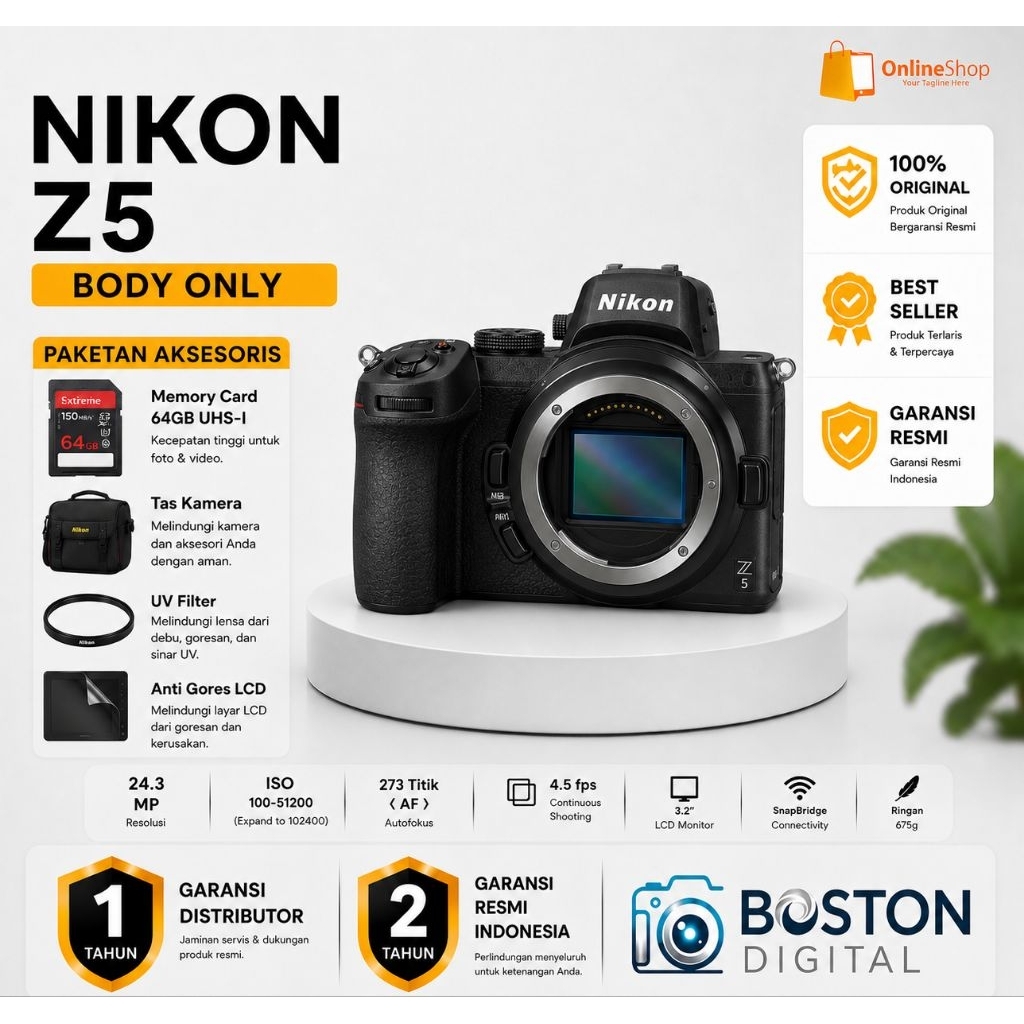 NIKON Z5 BODY ONLY MIRRORLESS CAMERA / CAMERA NIKON Z5 BODY ONLY / NIKON Z5