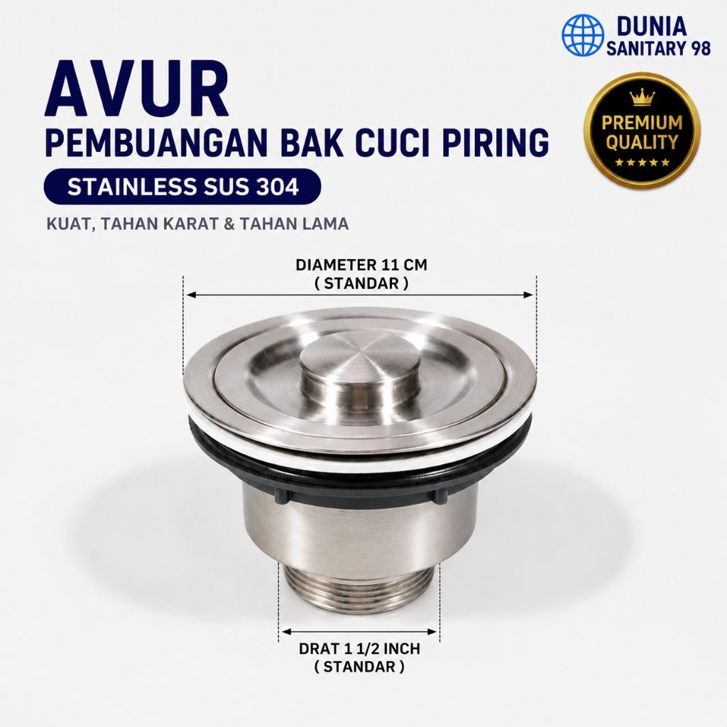 Afur Sink Full Stainless SUS 304 / Afur BCP / Saringan Kitchen Sink