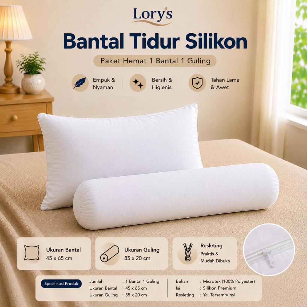 Set Bantal Guling Bantal Tidur Empuk, Nyaman, Lembut Isi Silikon