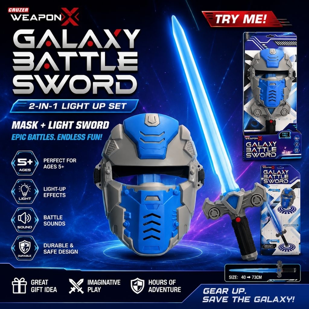 Cruzer Weapon X Galaxy Battle Sword Light Sound Mainan Anak Pedang