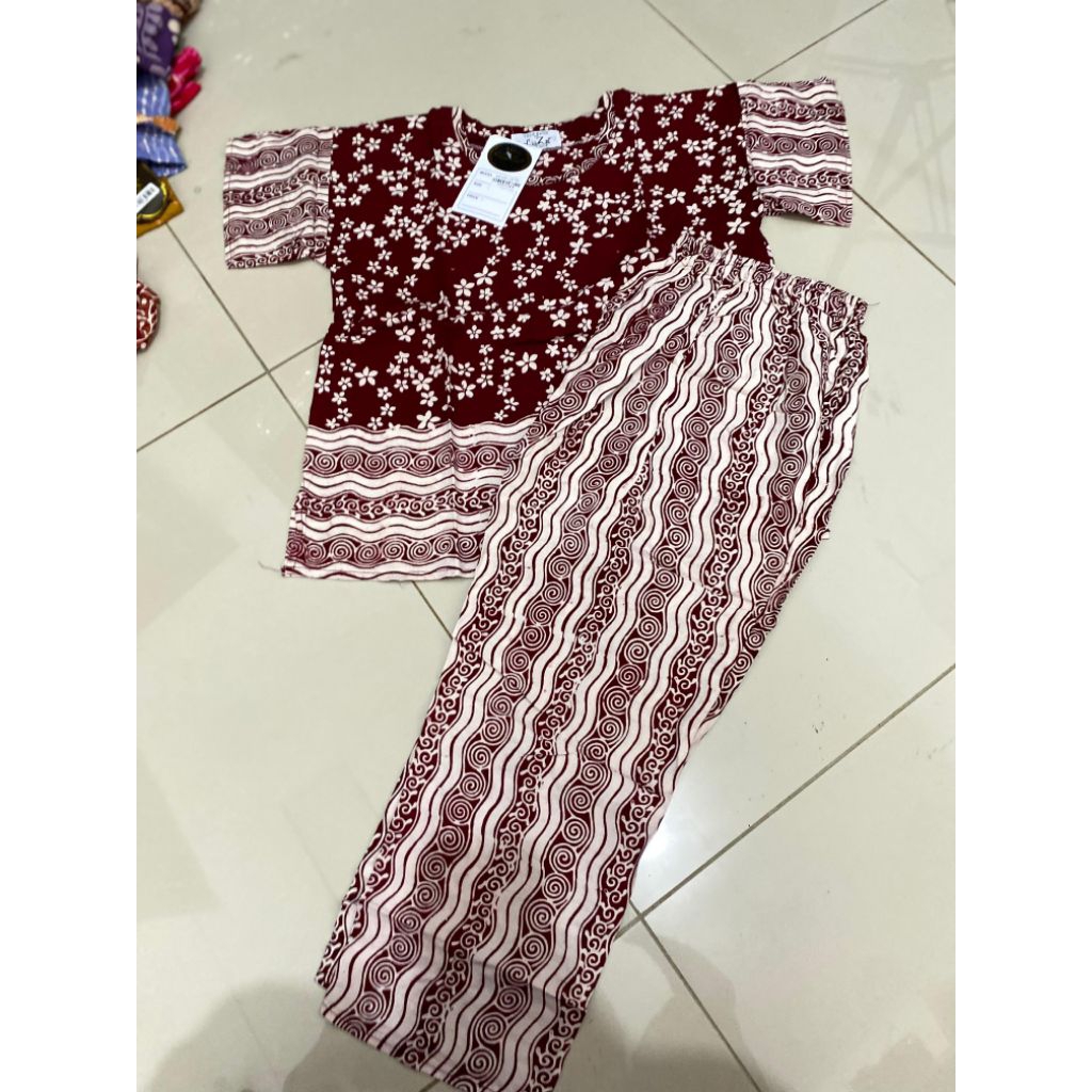 Setelan Batik Luza Anak Perempuan Semi Kalong| Setelan anak Tanggung