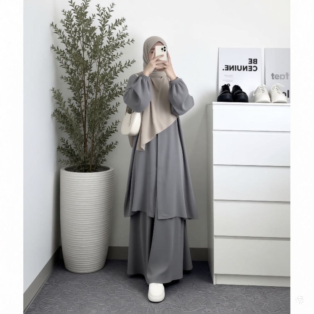 gamis tunik oneset rok baju muslim remaja terbaru