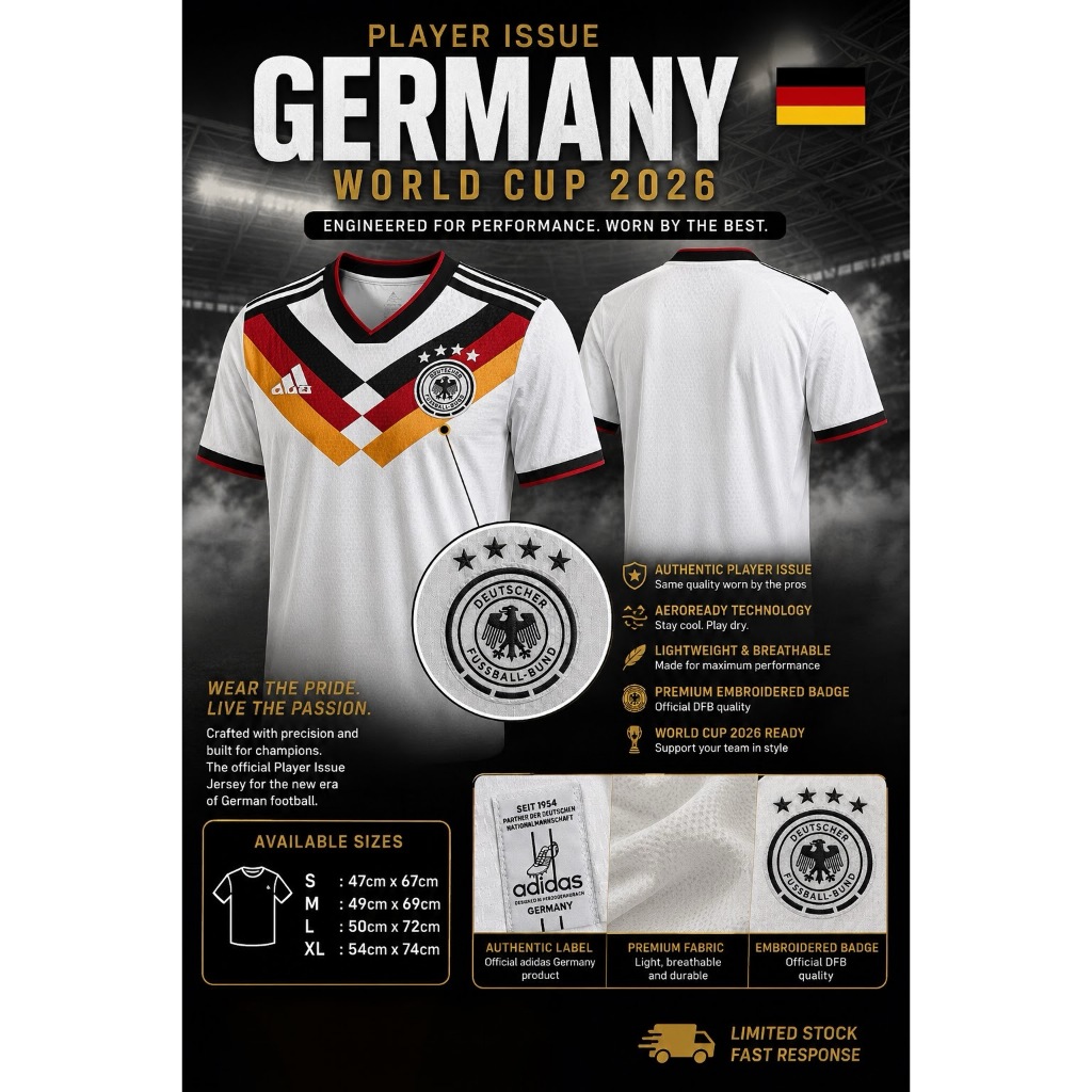 Jersey Jerman Player Issue Grade Ori - Germany Player Issue Jersey