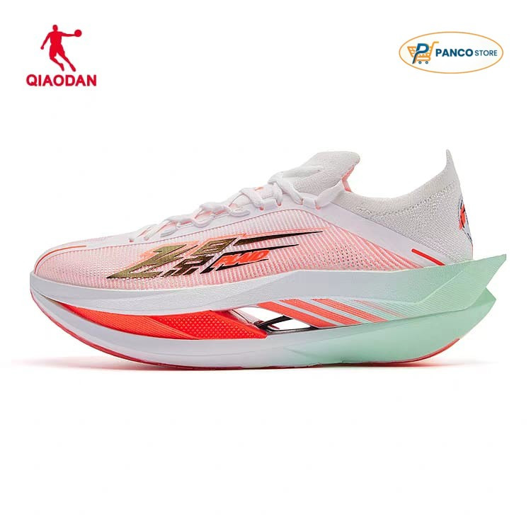 [Sepatu Lari Unisex] - Shoes Running QIAODAN White Orange Fly Shadow PLAID3 Original