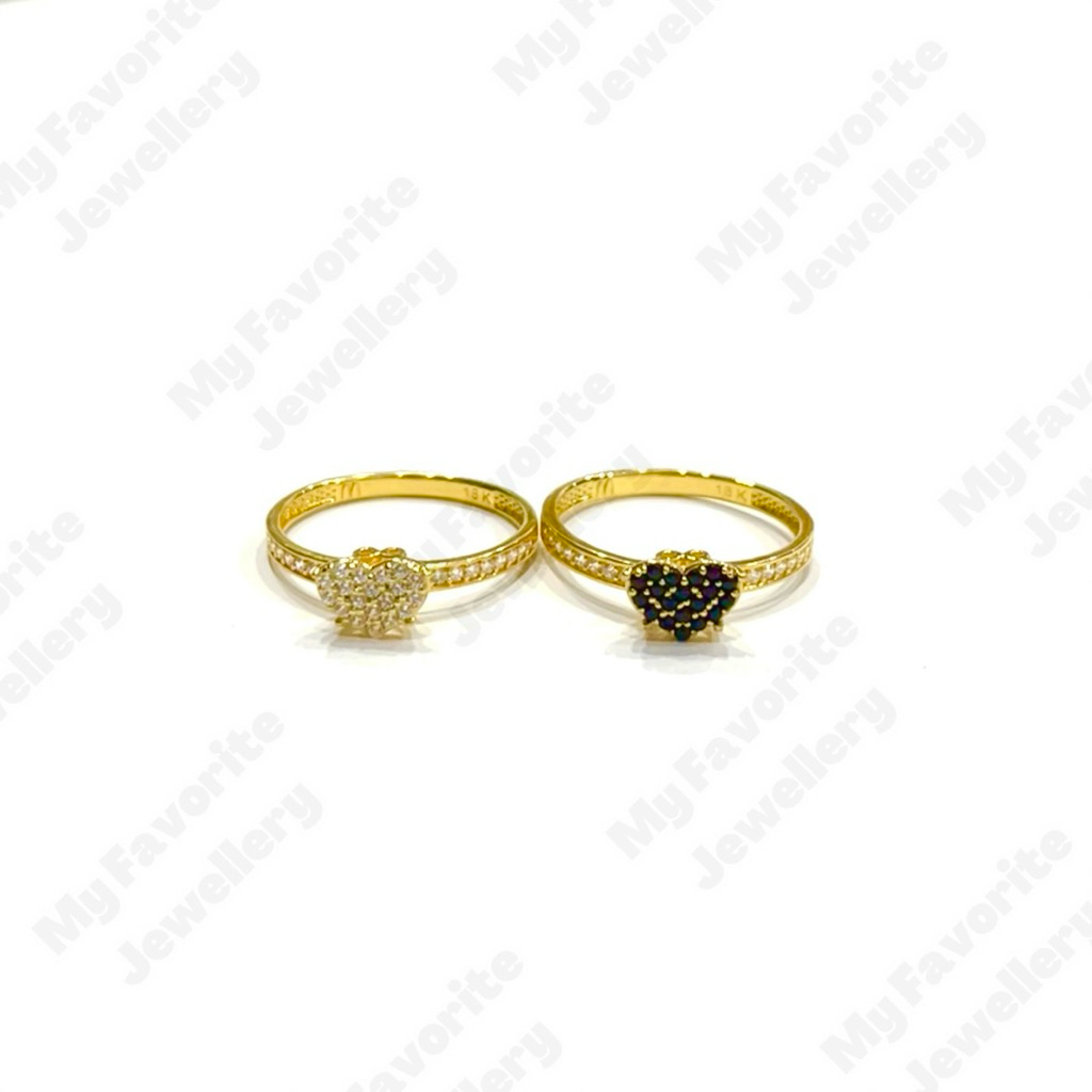 Cincin Hati Ad Permata Uk18 Emas Asli Kadar 700 16K