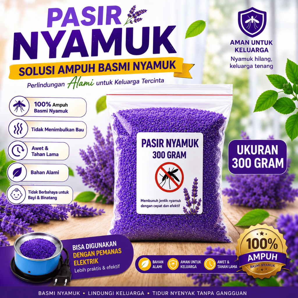 Pasir Obat Nyamuk Original REFILL OBAT NYAMUK ELEKTRIK PASIR AJAIB 300 GRAM SERBUK LAVENDER ISI ULAN