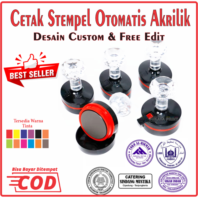 Cetak Stempel Akrilik Stempel Flash Desain Custom Stempel Gagang Akrilik