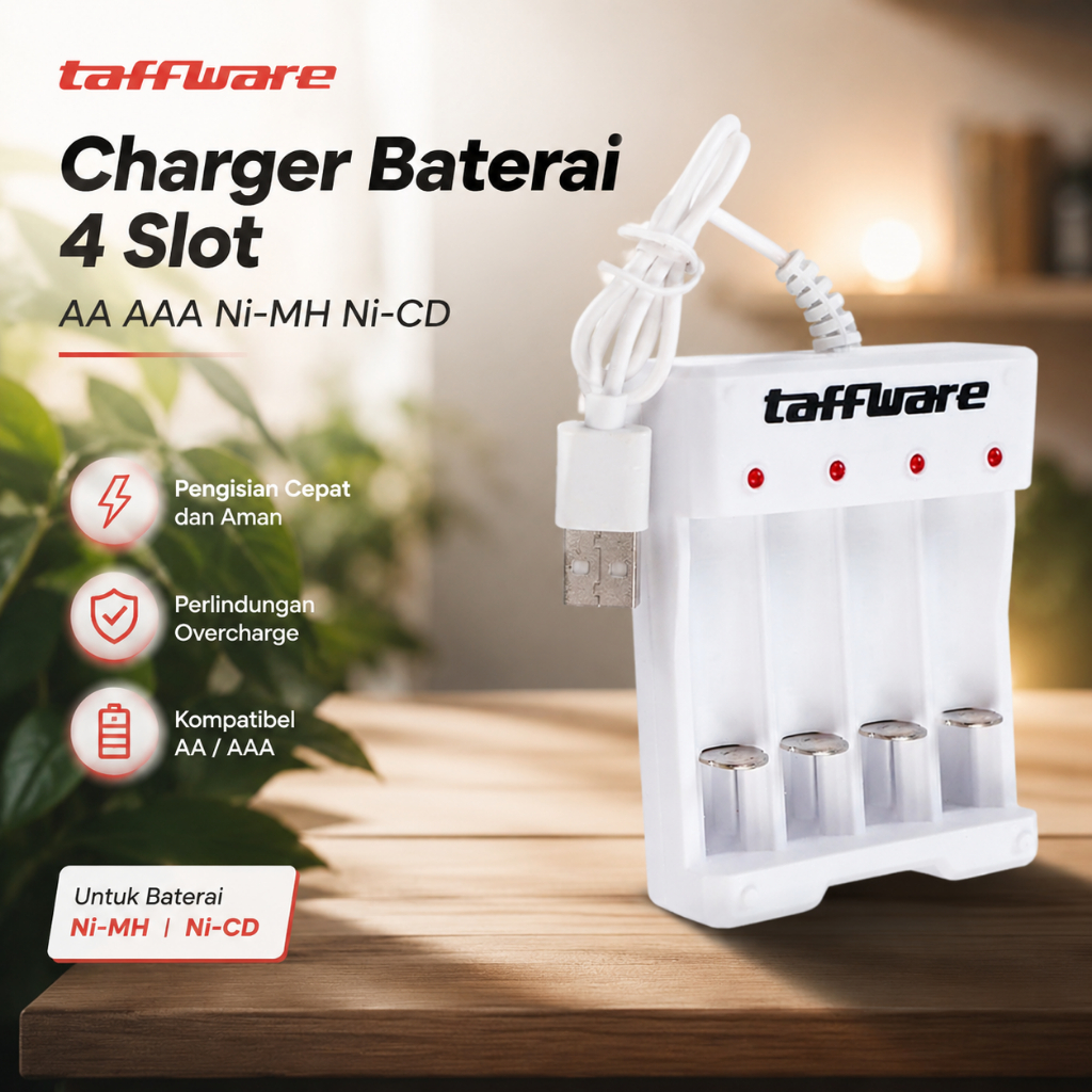 Charger Isi Ulang Battery Baterai AA AAA 3 Slot Kabel USB KHUSUS BATERAI RECHARGEABLE UTK ABC DLL TI